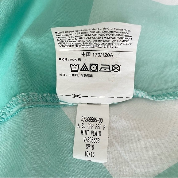 𝅺Old Navy Cropped Peplum Top Green & White Plaid Size XXL - Picture 6 of 6